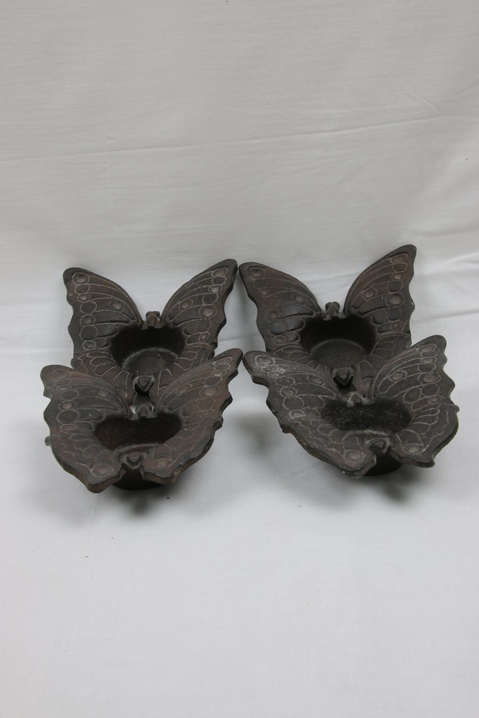 Lot de 4 photophores papillon en métal brun