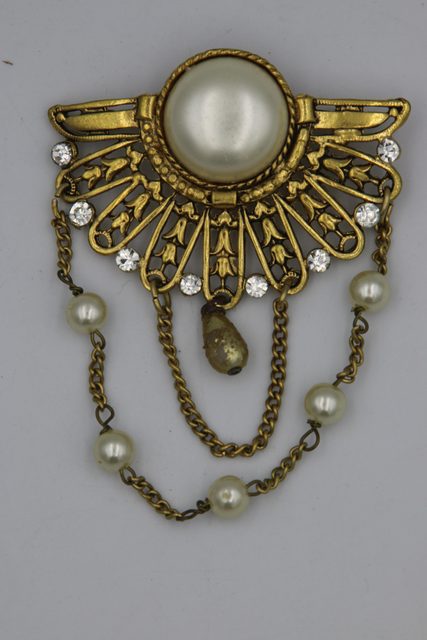 Broche vintage MICRIS perles et strass